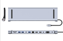 NÖRDIC 1 till 12 USB-C dockingsstation för tredubbla monitorer 2xHDMI 4K30Hz, 1xVGA, USB-C PD 100W, Thunderbolt 3 & 4