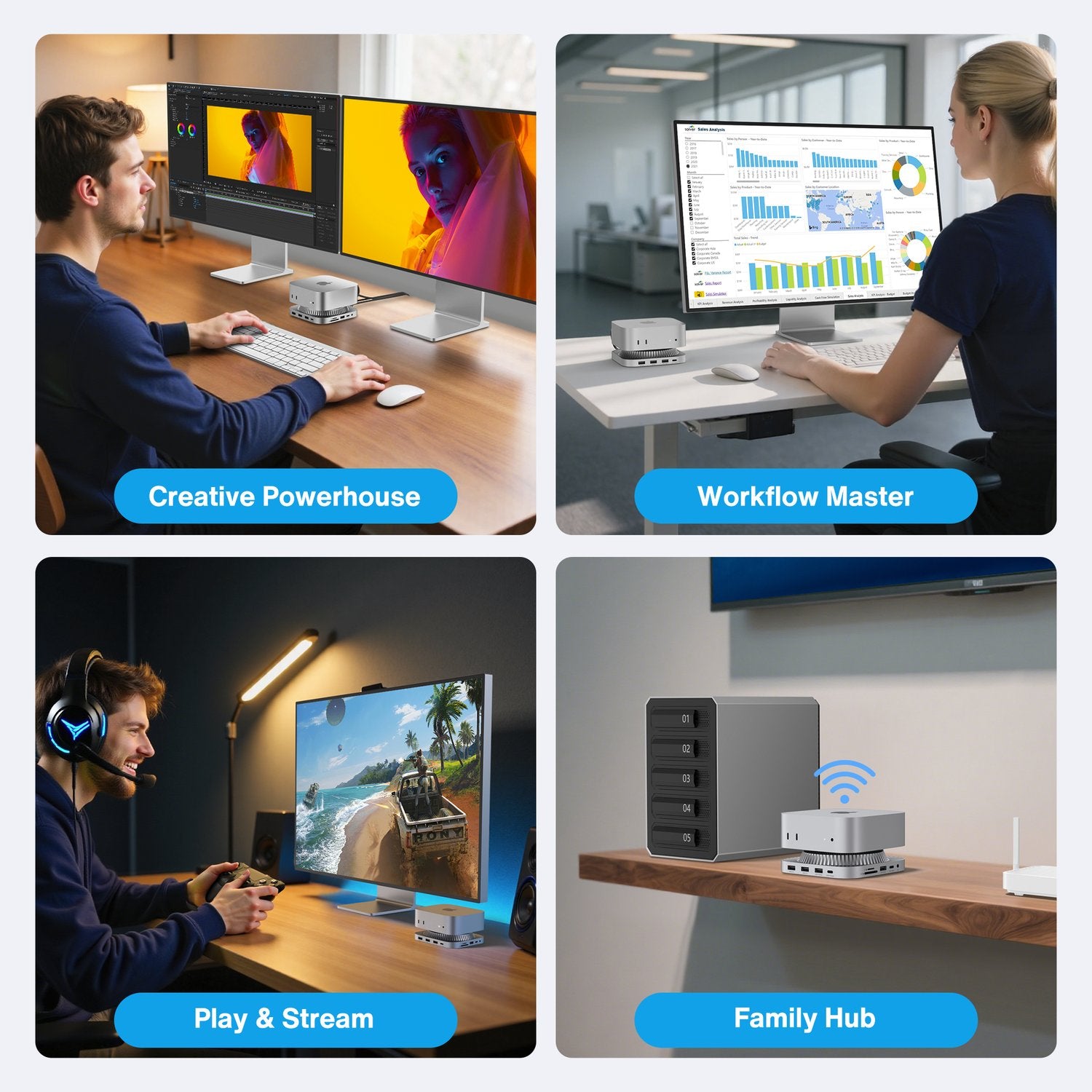 iVANKY 1 till 13 portar FusionDock 3 för Mac-Mini M4 4K60Hz/120Hz