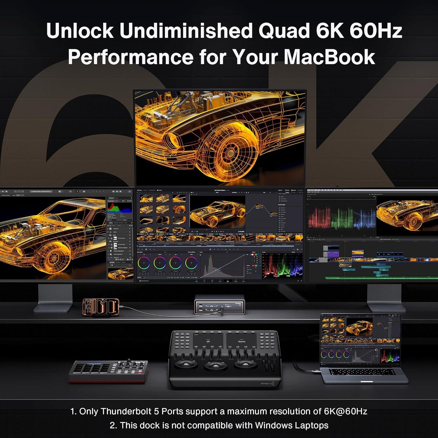 iVANKY 26-i-1 FusionDock Ultra Dual Thunderbolt 5 10GbE MacBook-dockningsstation 4x6K/Trippel 8K M1-M5 Pro/Max 120Gbps 240W Inkompatibel med Windows