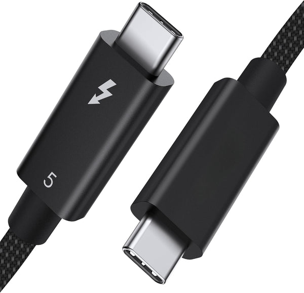 NÖRDIC 1m Thunderbolt 5 kabel Intel Certifierad, 80Gbps Dataöverföring, 120Gbps Bandbredd,  240W Laddning, Dubbla 8K Skärmar, Kompatibel med MacBook M4 TB4/DP2.1/USB4