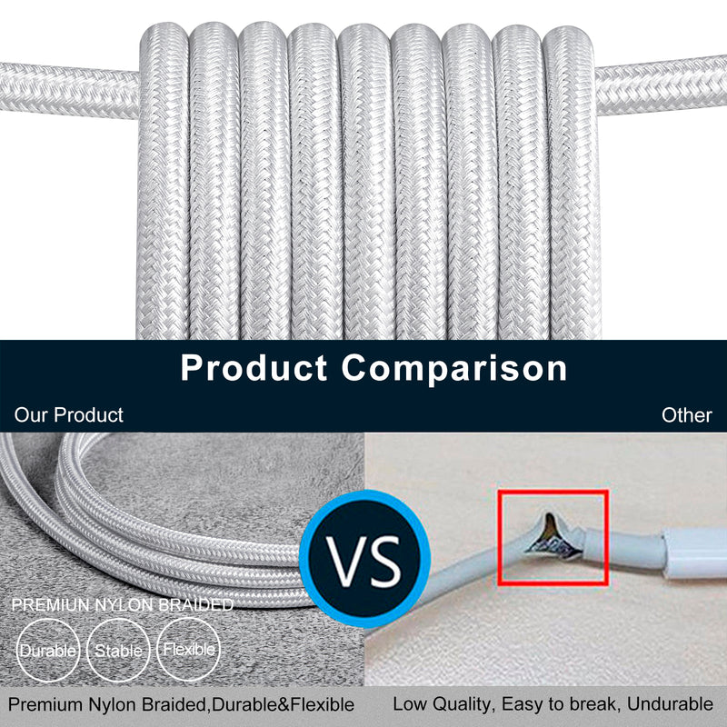 NÖRDIC 5m USB3.2 Gen1 USB-C till A nylonflätad kabel snabbladdning 3A 5Gbps Power Delivery PD 60W vit