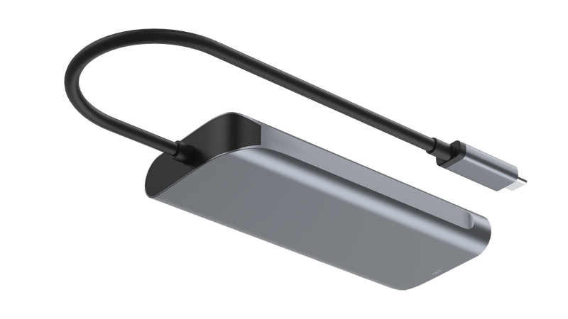 NÖRDIC 1 till 6 USB-C dockningsstation 1xHDMI 8K60Hz 4K120Hz 2xUSB-C 10G 1xUSB-A 10G 1xRJ45100W PD3.0 Macbook M1 M2 Thunderbolt 3 4 USB4