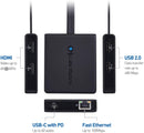 Cable Matters 1 till 6 USB-C Dockningsstation 2xHDMI 4K60Hz, 1xPD60W 1xRJ45 Ethernet och 2xUSB-A, kompatibel med Thunderbolt 3/4 och USB4