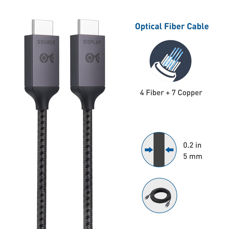 Cable Matters certifierad Ultra High Speed HDMI2.1 aktiv AOC optisk fiberkabel 15m 8K 60Hz 4K 120Hz 48Gbps Dynamic HDR, eARC, VRR