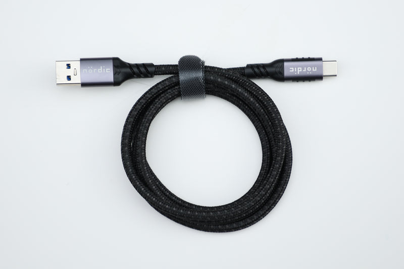 NÖRDIC 2m USB C 2.0 till USB A kabel 480Mbps svart