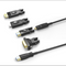 NÖRDIC 10m HDMI 2.0 AOC aktiv Fiberkabel, 5 i 1 med löstagbara adaptrar HDMI, DVI, USB-C, DP och HDMI-D