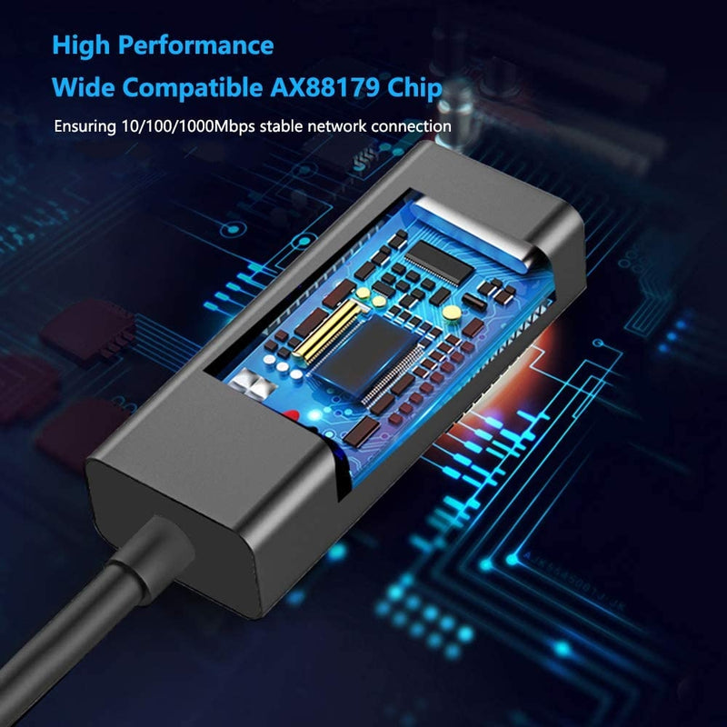 NÖRDIC USB-A 3.0 till Giga Ethernet Nätverksadapter chipset ASIX AX88179 Nintendo Switch Space Grey Aluminium