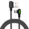 Mcdodo CA-5283 Vinklad USB C till vinklad USB A kabel för synkning och snabb laddning med LED svart 3m