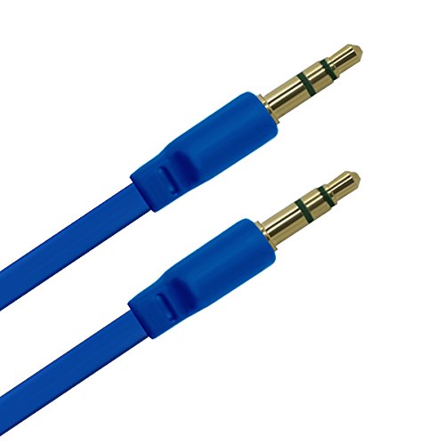 NÖRDIC Ljudkabel 3,5mm 3polig hane till 3,5mm 3polig hane 1m flat kabel blå AUX kabel