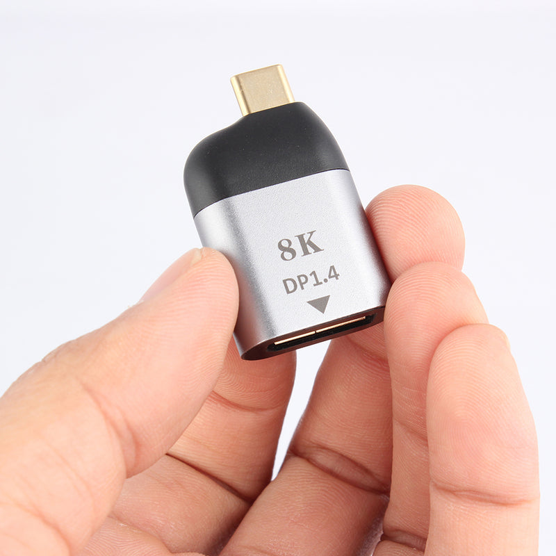 NÖRDIC USB C till Displayport adapter 8K i 60Hz 32,4Gbps Stöd för 3D och HDCP 1.4 och 2.2 Aluminium Space Grey