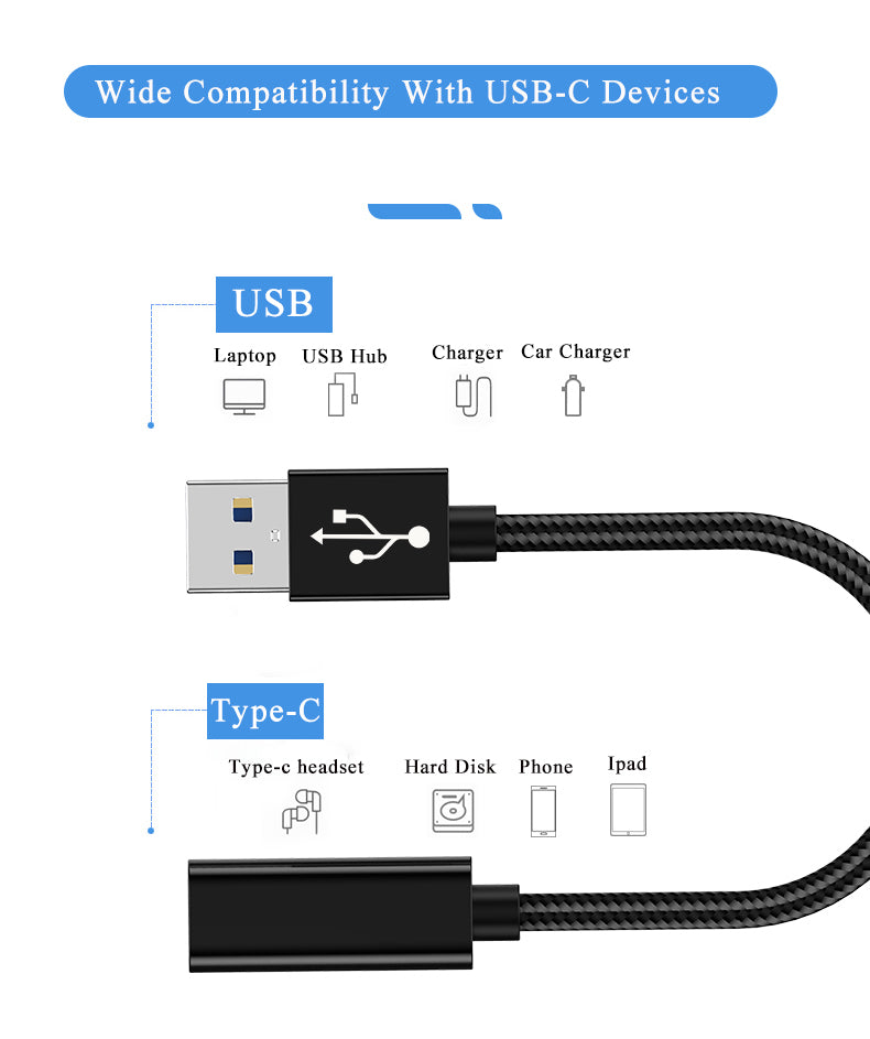 NÖRDIC USB C till OTG USB A adapter metal svart 15cm