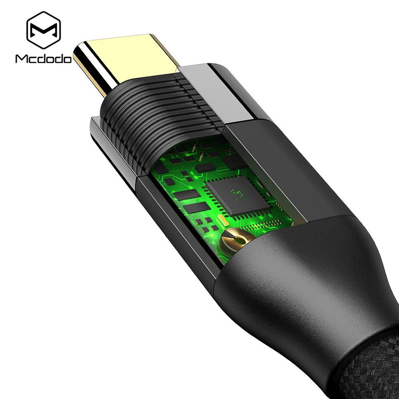 Mcdodo 2m USB3.2 Gen2 SuperSpeed USB 10Gbps USB-C till C nylonflätad kabel med Power Delivery 100W, 4K60Hz video och Emarker