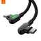 Mcdodo CA-8080 Vinklad USB C till vinklad USB C kabel 3A 60W för synkning och snabb laddning med LED svart 1,5m