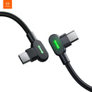 Mcdodo CA-8080 Vinklad USB C till vinklad USB C kabel 3A 60W för synkning och snabb laddning med LED svart 1,5m