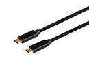 NÖRDIC 2m USB3.2 SuperSpeed 5Gbps 3A 60W USB-C till C nylonflätad kabel snabbladdning svart