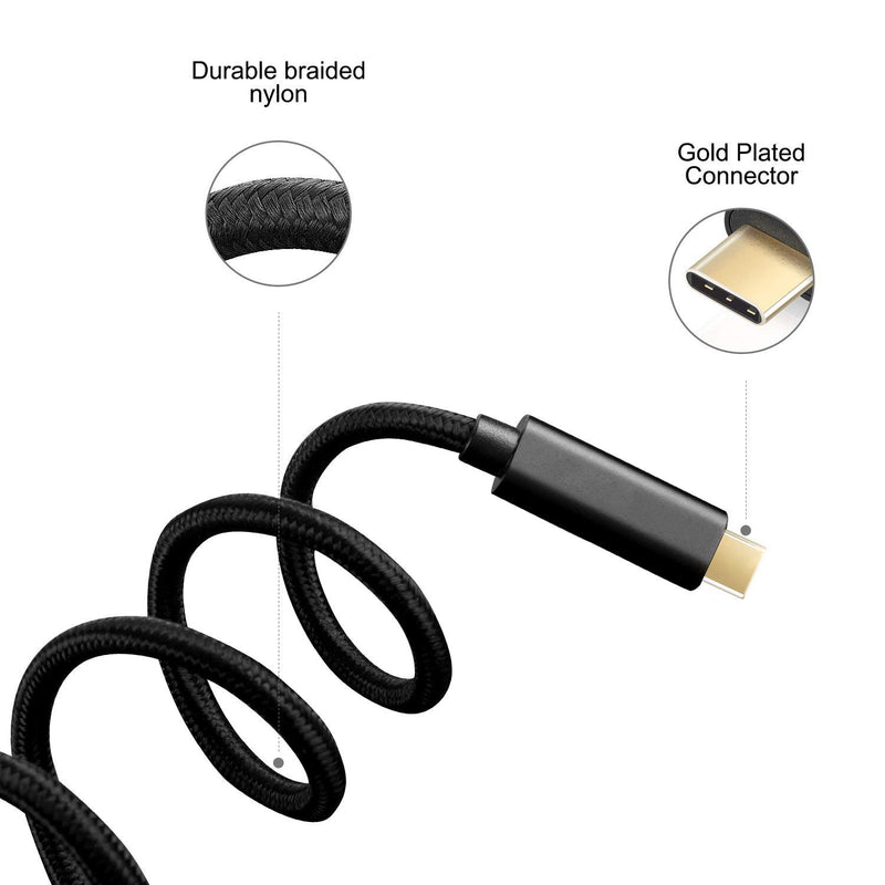 NÖRDIC 50cm USB3.2 Gen1 USB-C till C nylonflätad kabel snabbladdning 3A 5Gbps Power Delivery PD 60W svart