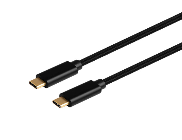 NÖRDIC 50cm USB3.2 Gen1 USB-C till C nylonflätad kabel snabbladdning 3A 5Gbps Power Delivery PD 60W svart