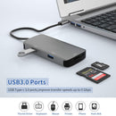 NÖRDIC 1 till 5 USB-C adapter SD/TF och CF kortläsare med 2xUSB3.0 upp till 5Gbps UHS-I