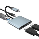 NÖRDIC USB-C till 2xHDMI adapter 4K30Hz 1xUSB-C 60W PD 1xUSB-A 3.1 5Gbps MST