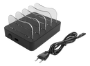 DELTACO USB-laddningsstation för 4 enheter, 3x USB-A, 1x USB-C PD, snabbladdning, totalt 40 W, svart