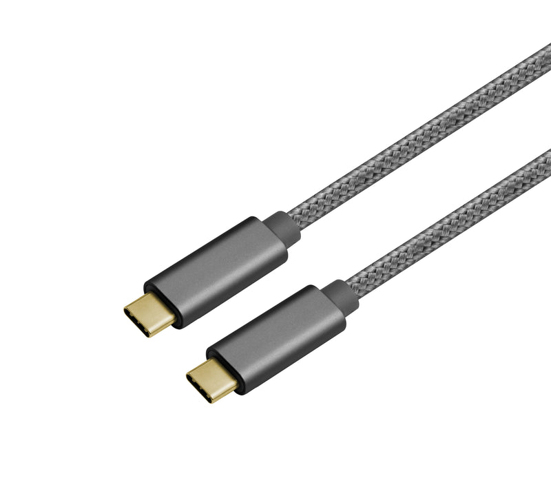 NÖRDIC 1,5m USB3.2 Gen1 USB-C till C nylonflätad kabel snabbladdning 3A 5Gbps Power Delivery PD 60W space grey
