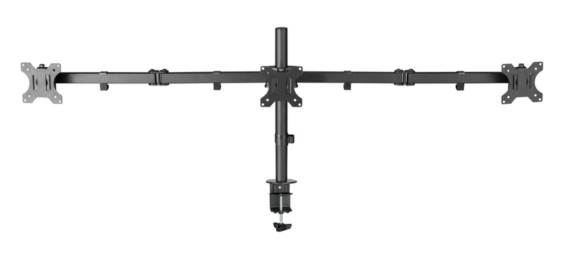 NÖRDIC Monitorarm bordsfäste för trippla skärmar 13-27 tum i stål, lutbar, roterbar och vridbar, svart, skärmfäste