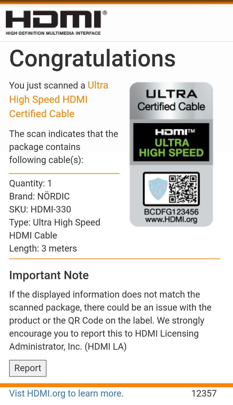 NÖRDIC CERTIFIED CABLES 3m Ultra High Speed HDMI 2.1 8K 60Hz 4K 120Hz 48Gbps Dynamic HDR eARC VRR guldpläterad