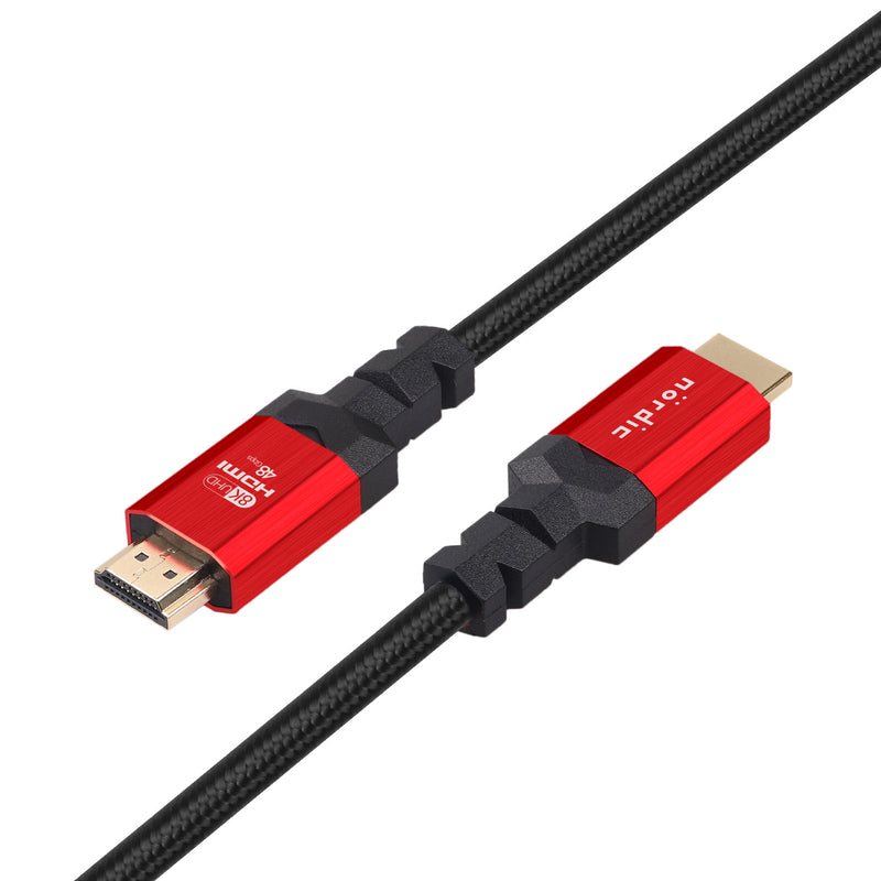 NÖRDIC CERTIFIED CABLES 2m Ultra High Speed HDMI 2.1 8K 60Hz 4K 120Hz 48Gbps Dynamic HDR eARC Game Mode VRR Dolby ATMOS nylonflätad guldpläterad