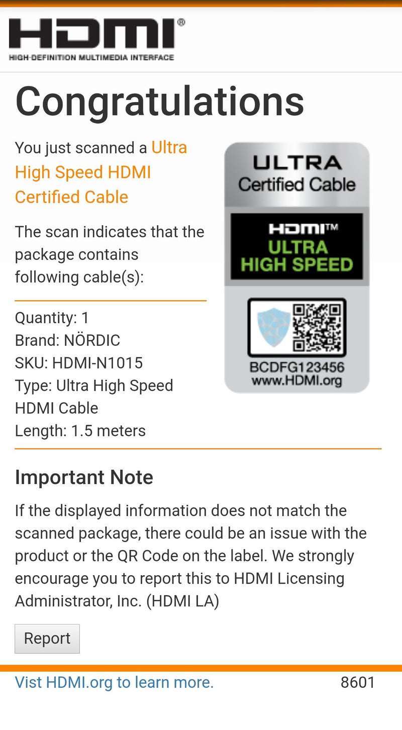 NÖRDIC CERTIFIED CABLES 1,5m Ultra High Speed HDMI 2.1 8K 60Hz 4K 120Hz 48Gbps Dynamic HDR eARC VRR nylonflätad kabel guldpläterade kontakter