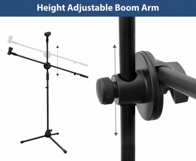 Mikrofonstativ med roterbar bom fällbar ben ställbar höjd 70-145cm