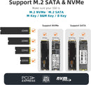 Maiwo K1683P2 Extern kabinett M.2 NVMe och SATA SSD till USB-A och USB-C USB3.2 Gen2 10Gbps M-Key B-Key och B&M Key UASP 2280 2260 2242 2230 aluminium