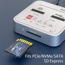 Maiwo K3016CL dockingstation för hårddiskkloning SATA och NVMe SSD 1:1 USB3.2 Gen2 10Gbps M-Key och B+M Key SD Express kortläsare