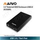 Maiwo K3568A USB 3.2 Gen1 5Gbps extern lagringskabinett för 1st 3,5" SATA HDD upp till 8TB  med stöd för UASP USB Kabel ingår