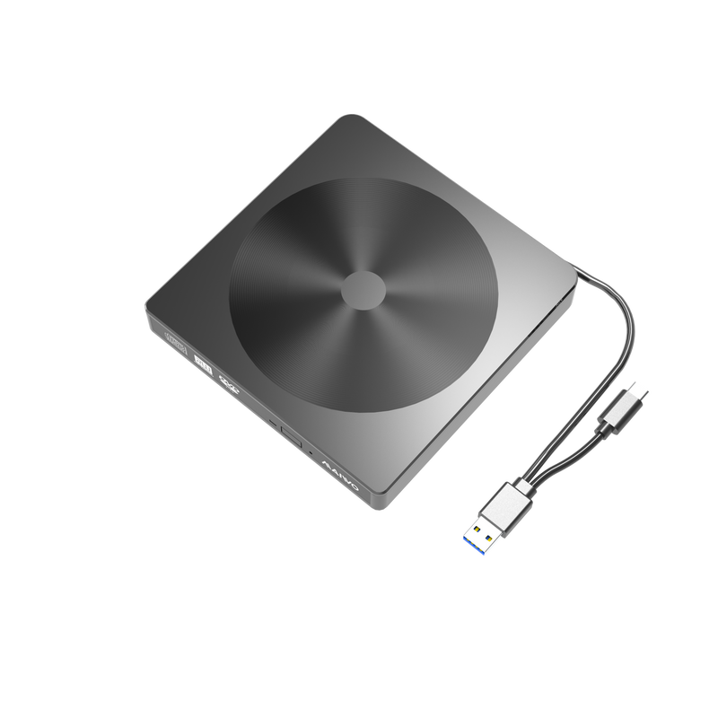 Maiwo Slim extern USB DVD/CD spelare både USB-C och USB-A Extern optisk enhet