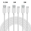 NÖRDIC Kabelkit  3-pack 0,5m+1m+2m USB C till USB A 2.0 480Mbps 2,4A vit för Android mobiler och surfplattor