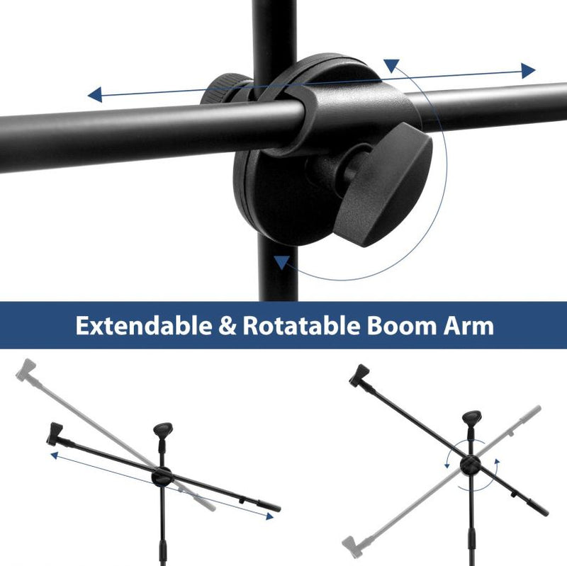 Mikrofonstativ med roterbar bom fällbar ben ställbar höjd 70-145cm