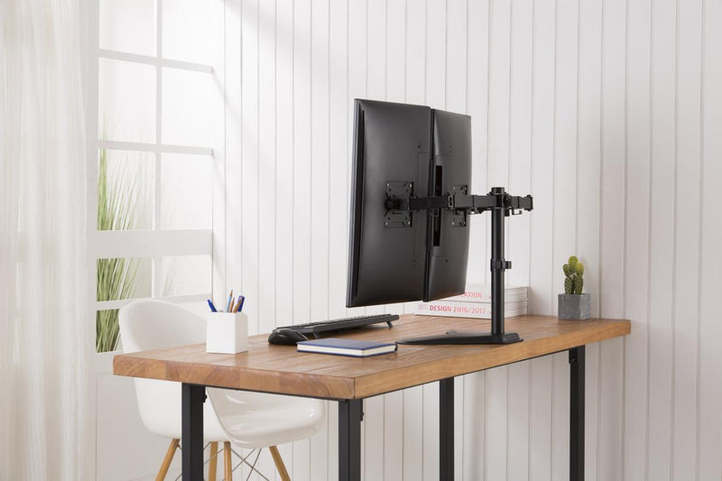 NÖRDIC Monitorarm bordsställ i stål för dubbla skärmar 17-32 tum, lutbar och vridbar svart skärmfäste