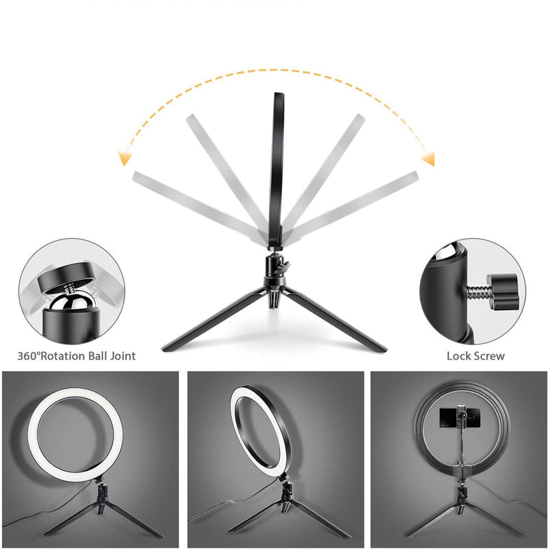 LED Ring Light 30cm diameter med mobilhållare med tripod och golvstativ 10 steg dimbar tre ljusläge selfie lampa ring lampa