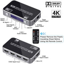 NÖRDIC HDMI Switch 4 till 1 med Audio Extractor och ARC 4K30Hz MHL Dolby True SPDIF Stereo 3D