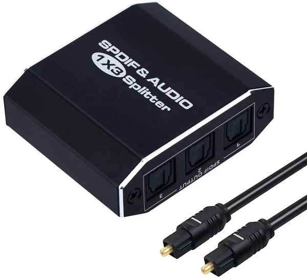NÖRDIC 1 till 3 Splitter Optisk audio SPDIF TOSLINK kabel 1m ingår stöd för Dolby Digital DTS 5.1 PCM LPCM