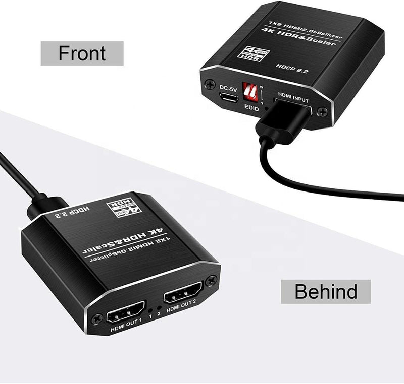 HDMI Splitter with HD HDMI Cable, 1 in 2 Out 4K HDMI Splitter for