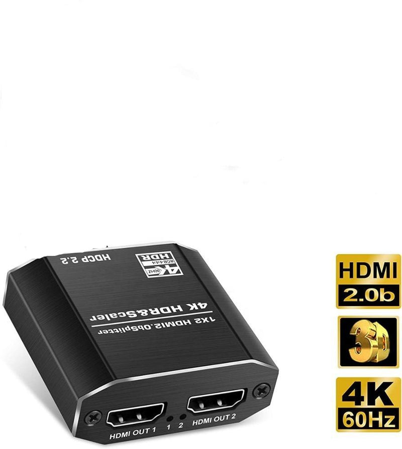 NÖRDIC HDMI Splitter 1 till 2 4K 60Hz HDCP2.2 18Gbps HDMI kablar i bilder ingår ej