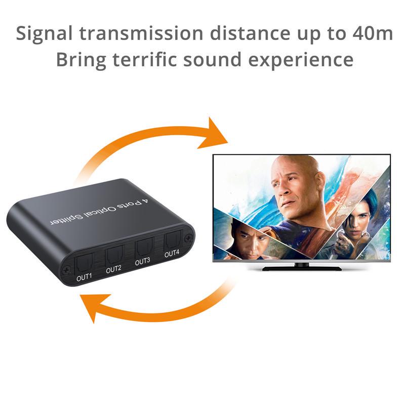 NÖRDIC Digital audio optisk toslink splitter 1 till 4