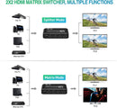 NÖRDIC HDMI Matrix switch 2X2 med extractor 4K60Hz RGB 8:8:8 18Gbps 3D HDR HDCP2.2