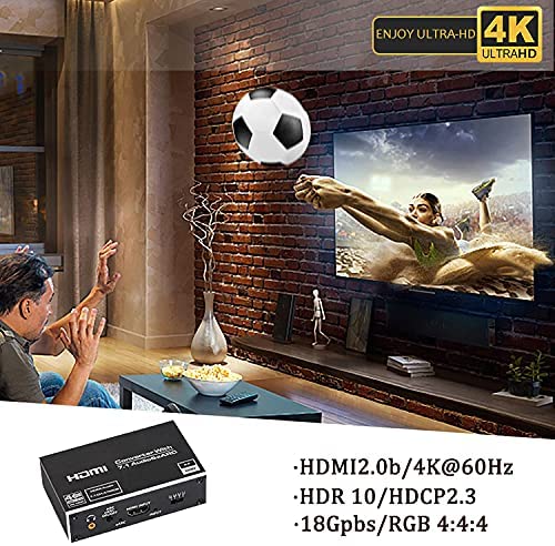 NÖRDIC HDMI Extractor 4K60Hz HDMI till HDMI+Optisk Toslink+Coaxial+3.5mm Audio+7.1CH HDMI Stöd för eARC/ARC HDR Dolby ATMOS