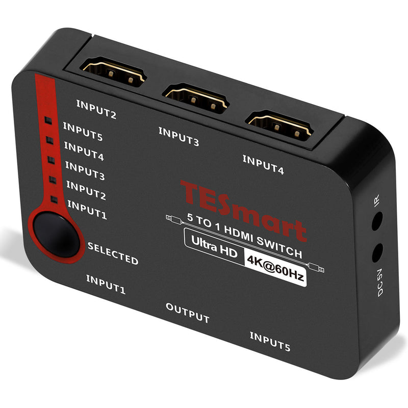 NÖRDIC HDMI 2.0 switch 5 till 1 4K 60Hz 18Gbps 3D UHD RGB 4:4:4 HDCP 2.2  HDR10 LPCM 7.1, Dolby TrueHD and DTS-HD Master Audio