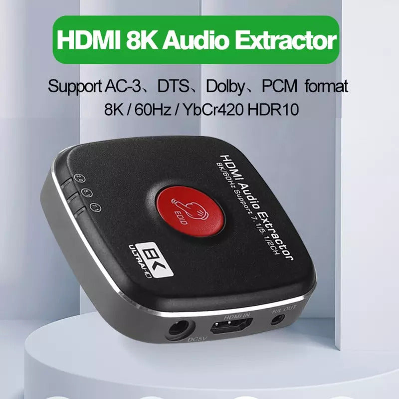 NÖRDIC HDMI 4K120Hz 8K60Hz extractor HDMI till 1xHDMI 2xToslink 1xStereo RL HDCP2.3 HDR10 EDID
