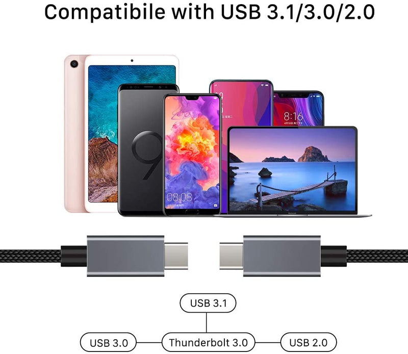 NÖRDIC Thunderbolt 3 USB C kabel 50cm 40Gbps 100W Power Delivery 5K 60Hz dubbla 4K 60Hz UHD svart