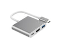 NÖRDIC 1 till 3 Dockningstation USBC till HDMI 4K 30Hz USB C Power Delivery 60W och USB A 3.1 5Gbps Silver