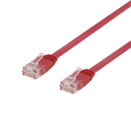 NÖRDIC Cat6 U/UTP flat nätverkskabel 30cm 250MHz bandbredd och 10Gbps överföringshastighet röd